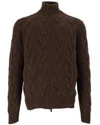 FILIPPO DE LAURENTIIS - Cable-Knit Zip-Up Cardigan - Lyst