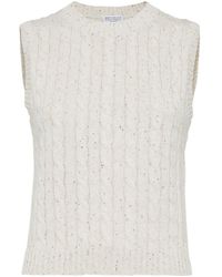 Brunello Cucinelli - Sequinned Cable-Knit Top - Lyst