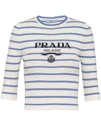 Prada - Top Met Intarsia Logo - Lyst
