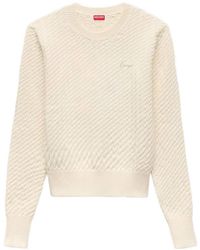 KENZO - Cable-Knit Logo-Embroidered Sweater - Lyst