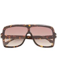 Victoria Beckham - Tortoiseshell-Effect Geometric-Frame Sunglasses - Lyst