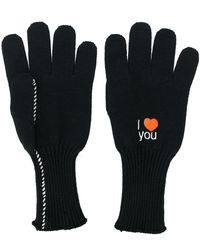 Raf Simons Guantes bordados - Negro