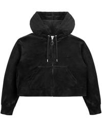 Juicy Couture - Diamanté-Embellished Cropped Hoodie - Lyst