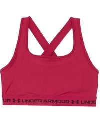 Under Armour - Logo-Tape Cross-Back Sports Bra - Lyst