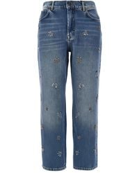 Weekend by Maxmara - Embellished Cotton Cropped Trousers - Lyst