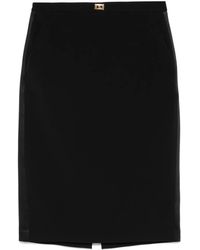 Elisabetta Franchi - Krepp-Midirock mit Satinbesatz - Lyst
