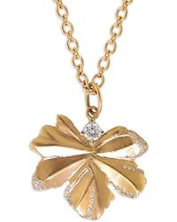 Irene Neuwirth - 18K Rose Leaf Diamond Necklace - Lyst