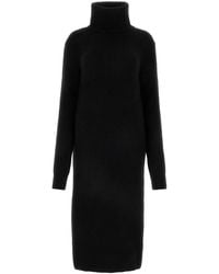 Saint Laurent - Ribbed Turtleneck Wool-Blend Dress - Lyst