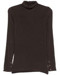 SOLOTRE - Button-Cuff High-Neck Top - Lyst