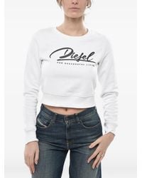 DIESEL - Logo-Print Cropped Sweatshirt - Lyst