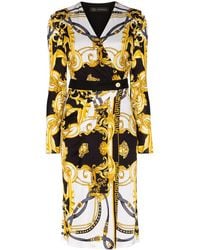 Versace Mega Mix Print Draped Mini Dress For Women Official Website