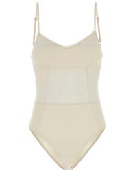 Prada - Tulle V-Neck Swimsuit - Lyst