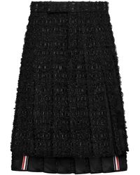 Thom Browne - Stain Ribon Tweed Frayed Pleated Skirt - Lyst