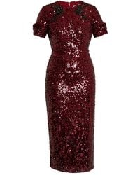 Erdem - Sequin-Embellished Short-Sleeve Midi Dress - Lyst