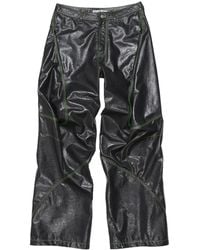Acne Studios - Embroidered Leather Wide-Leg Trousers - Lyst