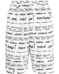 Marni - Logo-print Elasticated Cotton Trousers - Lyst