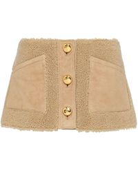 Prada - Button-up Shearling Miniskirt - Lyst