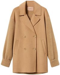 Twinset - Manteau Caban Drap Double De Laine Mélangée - Lyst