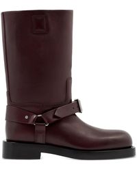 Burberry - Leather Saddle Low Boots - Lyst