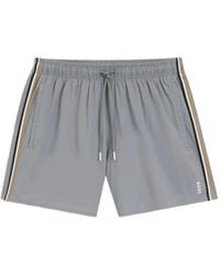 HUGO - Swim Shorts With Signature Stripe And Logo - Lyst
