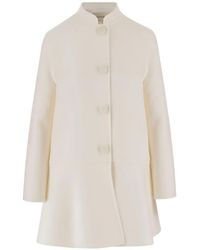 Valentino Garavani - High-Collar Button Wool Coat - Lyst
