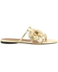 Zimmermann - Leren Slippers Met Bloemenprint - Lyst