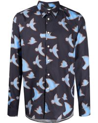 PS by Paul Smith - Shadow Birds-print Long-sleeve Shirt - Lyst