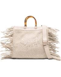 Secret Pon-pon - Fringed Top-Handles Shoulder Bag - Lyst