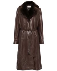 Nour Hammour - Niven Fur-Collar Leather Coat - Lyst