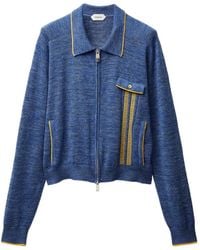 Versace - Mouliné Jacquard Knit Zip Sweater - Lyst