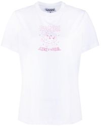 Ganni - Relaxed Bunny Organic Cotton T-shirt - Lyst
