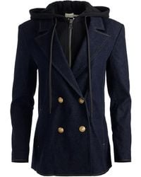 Alice + Olivia - Jordan Denim Blazer With Removable Hoodie - Lyst