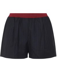 Miu Miu - Shorts Gessati Con Vita Elasticizzata - Lyst