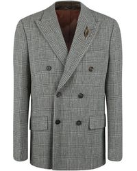 Golden Goose - Double-Breasted Wool Checked Blazer - Lyst