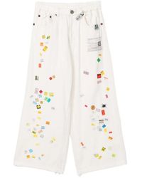 Maison Mihara Yasuhiro - Price-Tag Printed Wide-Leg Jeans - Lyst