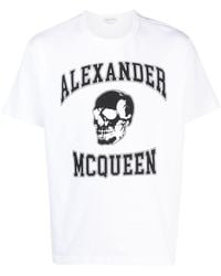 Alexander McQueen - T -Shirt mit Uni -Logo und Schädeldruck - Lyst
