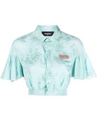 DSquared² - Floral-jacquard Flounce Crop Shirt - Lyst