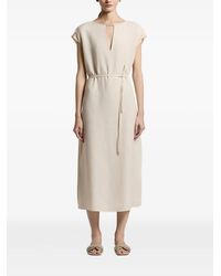 Peserico - V-Neck Belted Dress - Lyst