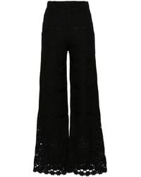 Maje - Floral-appliqué Knitted Trousers - Lyst