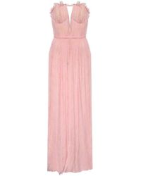 Genny - Ruffled-Neckline Lace Gown - Lyst
