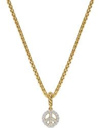 David Yurman - 18K Micro Pavé Peace Sign Diamond Necklace - Lyst