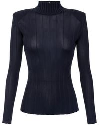 Elisabetta Franchi - High-Neck Logo-Detail Top - Lyst