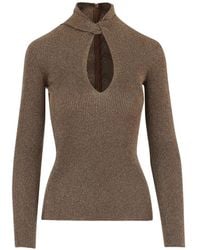 Valentino Garavani - T-Shirt Côtelé À Manches Longues Et Découpes - Lyst