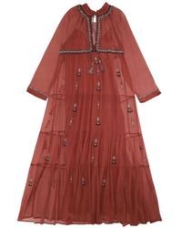 Fortela - Arsia Embroidered Silk Chiffon Maxi Dress - Lyst