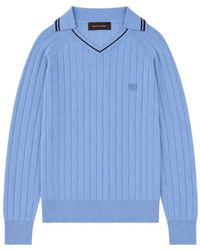 Wales Bonner - Ribbed-Knit Long-Sleeve Polo Shirt - Lyst