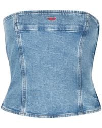 DIESEL - Haut Bustier De-Ville En Jean À Coupe Crop - Lyst