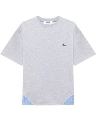MSGM - Lace-Trim Logo-Embroidered T-Shirt - Lyst