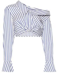 Self-Portrait - Striped Off-shoulder Shirt - Lyst