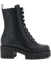 Gucci - Gg Leather Ankle Boots - Lyst
