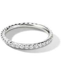 David Yurman - 18kt White Gold Cable Collectibles Diamond Stack Ring - Lyst